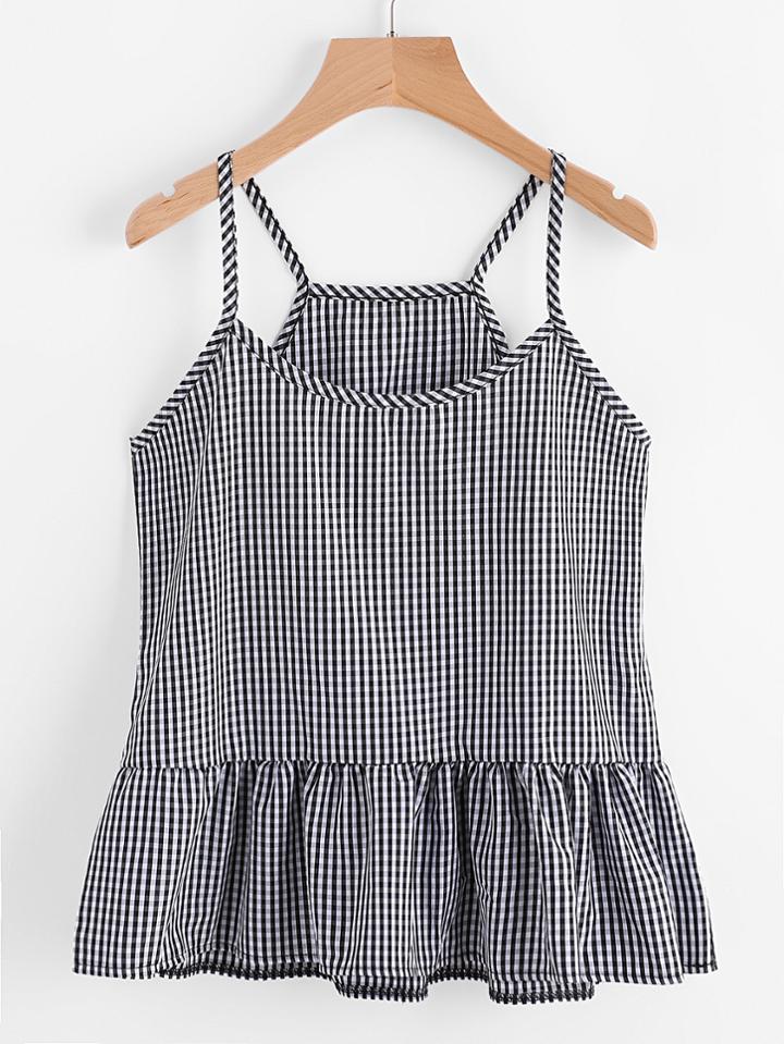 Shein Gingham Peplum Cami Top