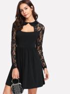 Shein Contrast Lace Cut Out Front And Back Dress