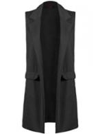 Rosewe Black Turndown Collar Pocket Decorated Waistcoat