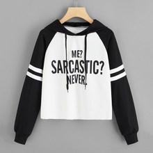Shein Raglan Sleeve Letter Hoodie