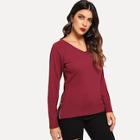 Shein Zip Side Raglan Sleeve Asymmetric Hem T-shirt