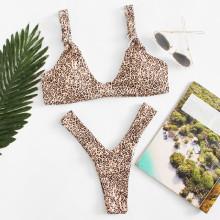 Shein Leopard High Leg Bikini Set