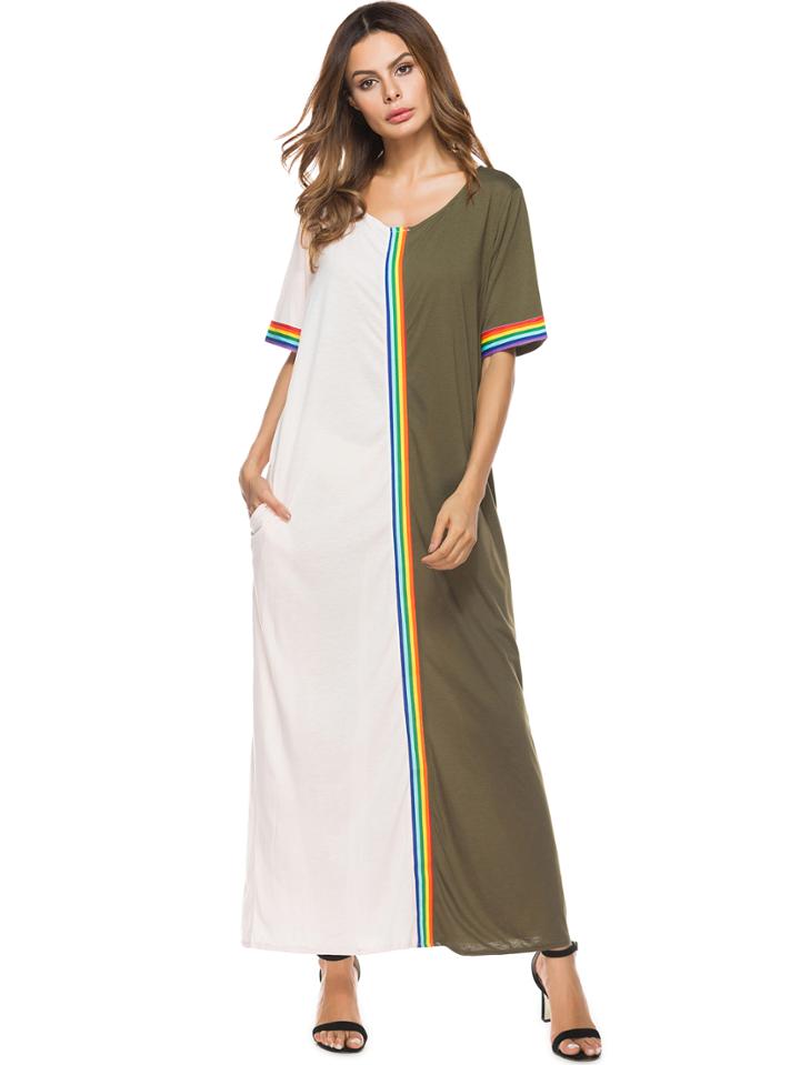 Shein Rainbow Trim Color Block Dress