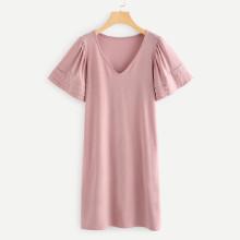 Shein V Neckline Tiered Cuff Dress