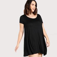 Shein Plus Solid Scoop Neck Dress