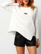 Shein White Crew Neck Letters Print Loose T-shirt