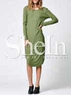 Shein Green Side Slit V Back Dress