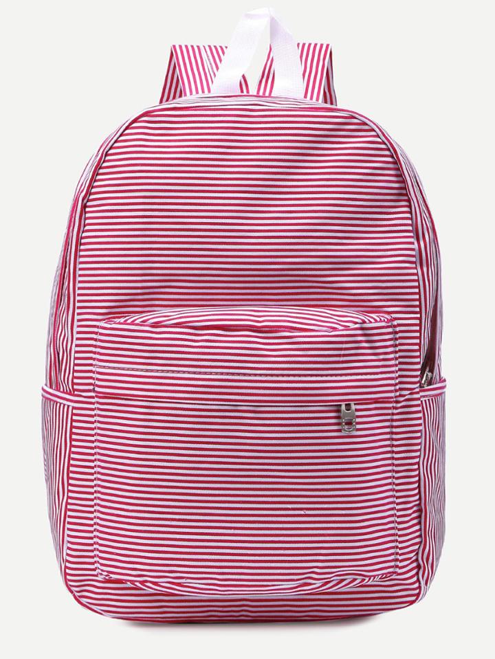 Shein Red Striped Canvas Backpack