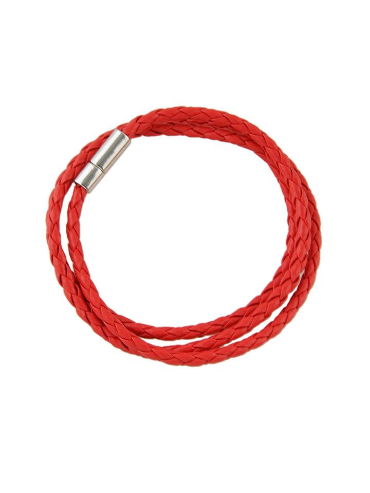 Shein Red Color Braided Pu Leather Wrap Bracelets
