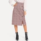 Shein Plaid Button Front Skirt