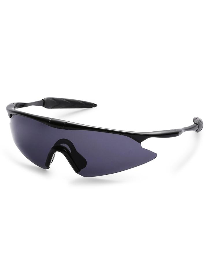 Shein Black Wrap Grey Lens Motorcycle Sunglasses