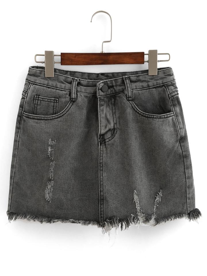 Shein Raw Hem Denim Culottes