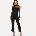 Shein Lace Contrast Cut Out Ruffle Jumpsuit