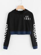 Shein Letter Printed Crop Sweatshirt