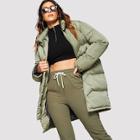 Shein Solid Zip-up Puffer Coat