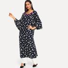 Shein Layered Flounce Sleeve Tassel Embellished Split Dress