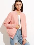 Shein Quilted Padded Zip Up Bomber Jacket