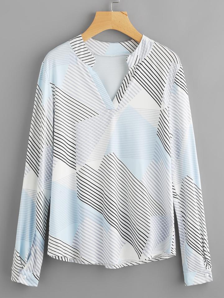 Shein Abstract Stripe Print Blouse