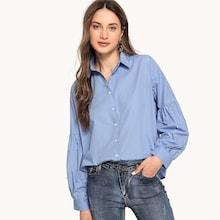Shein Pearl Detail Lantern Sleeve Shirt