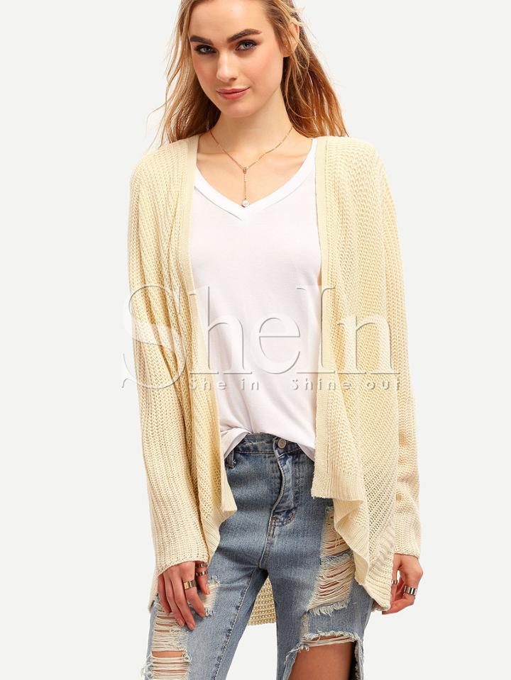 Shein Beige Long Sleeve Shawl Collar Cardigan