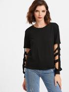 Shein Black Cut Out Sleeve T-shirt