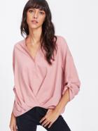 Shein Twist Front Half Placket Drop Shoulder Blouse