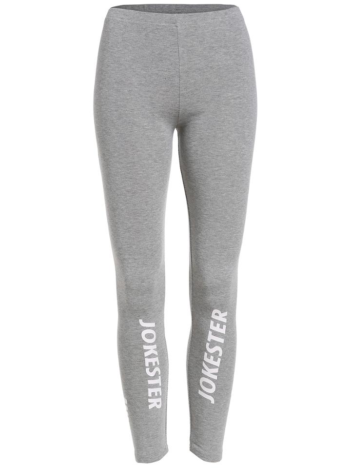 Shein Grey Skinny Letters Print Leggings