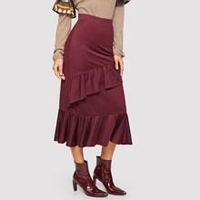 Shein Layered Ruffle Hem Solid Skirt