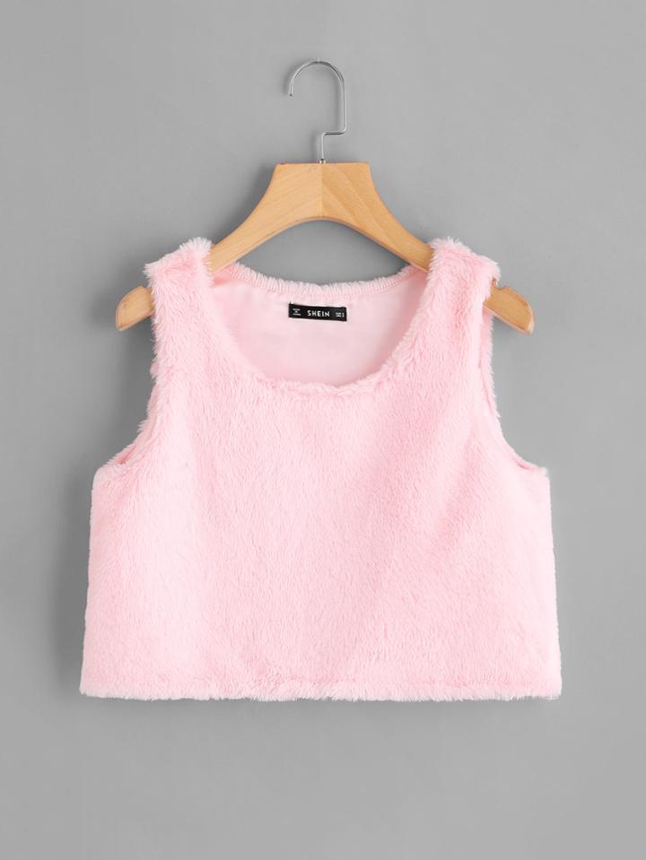 Shein Faux Fur Crop Tank Top