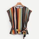 Shein Multi-stripe Self Tie Blouse