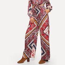 Shein Elastic Waist Tribal Print Palazzo Pants
