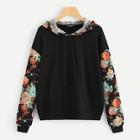 Shein Drop Shoulder Floral Print Hoodie