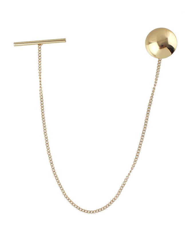 Shein Gold Plated Long Brooch With Chain