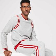 Shein Men Striped Tunic Pullover & Elastic Waist Drawstring Pants Set