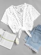 Shein Tie Front Cover Up Lace Top