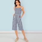 Shein Wide Leg Plaid Jumpsuit