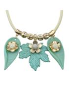 Shein Green Leaf Flower Pattern Collar Necklace
