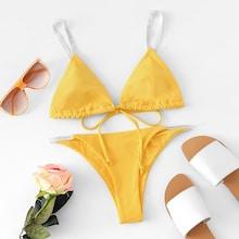 Shein Drawstring V-plunge Bikini Set