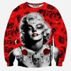 Shein 3d Skull Rose Tattoo Print Sweatshirts