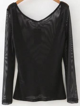 Shein Black Hollow Back Slim Blouse