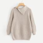 Shein Asymmetrical Neck Zip Side Raglan Sleeve Sweater