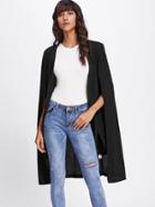 Shein Knee Length Open Front Shawl Coat