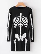 Shein Skeleton Print Slim Fit Dress
