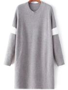 Shein Varsity Striped Ribbed Grey Sweater Dress
