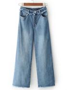 Shein Raw Hem Frayed Detail Straight Jeans