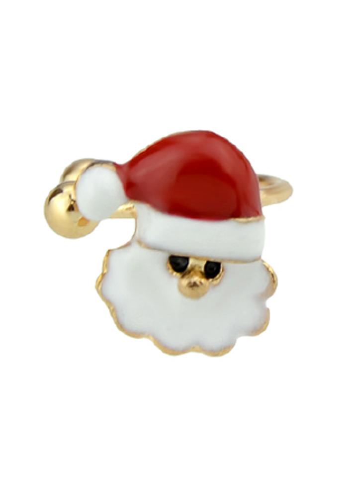 Shein Santa 1pc Christmas Jewelry Enamel Santa Snowflake Bell Deer Gift Box Snowman Ear Cuff Cartilage Clip Earrings