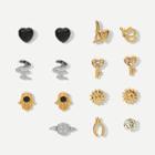 Shein Heart & Hand Detail Stud Earrings 15pcs