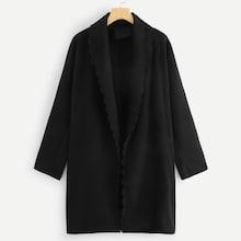 Shein Plus Scalloped Shawl Collar Coat
