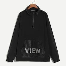 Shein Men Zipper Up Pocket Letter Pullover