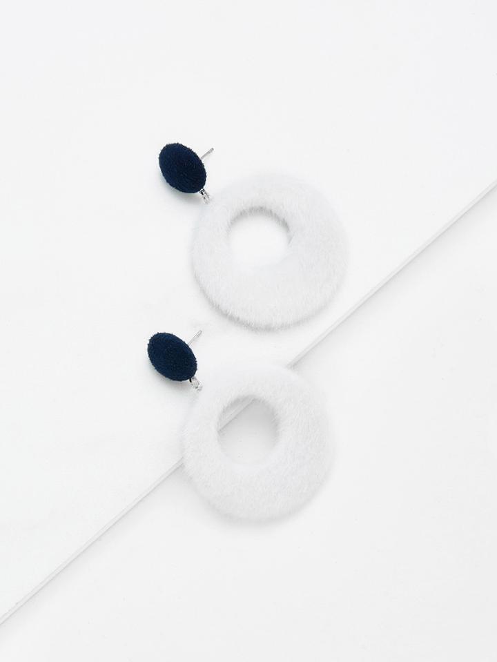 Shein Two Tone Faux Fur Drop Earrings